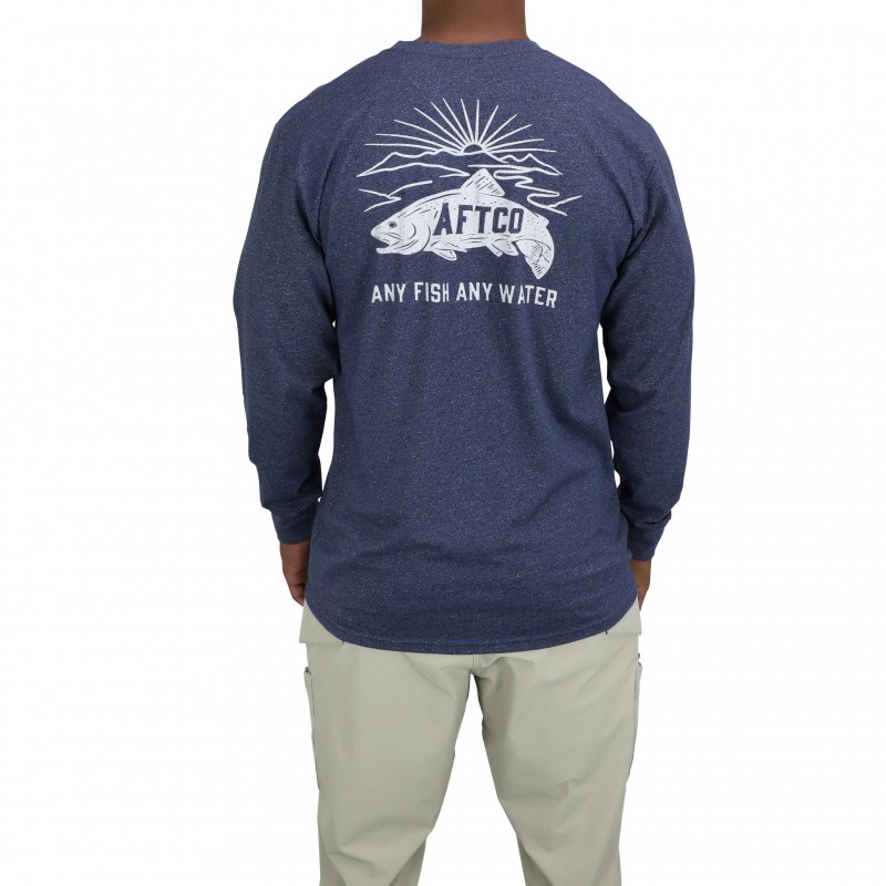 AFTCO Men's Sunset Views SS T-Shirt - Midnight Heather - XL