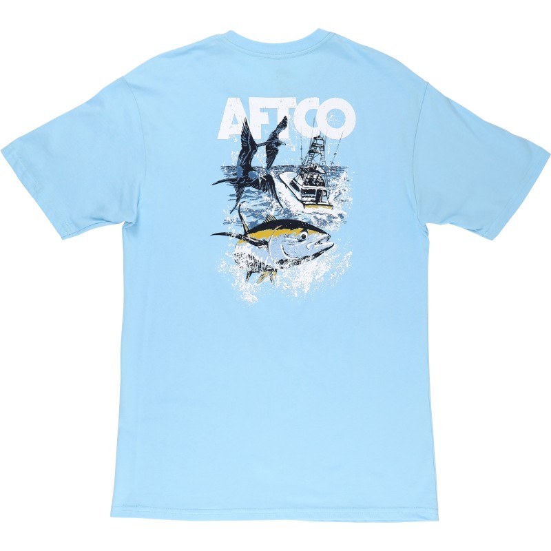 AFTCO Long Rigger T SHIRT - Light Blue