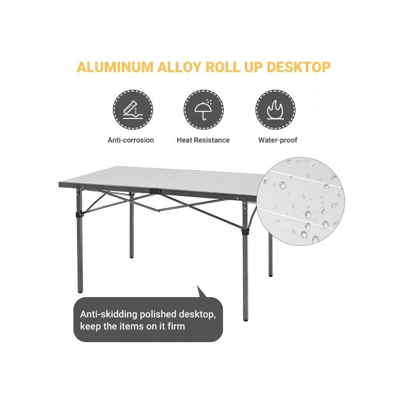 KingCamp Lightweight Aluminum Alloy Folding Roll up Table KC2133